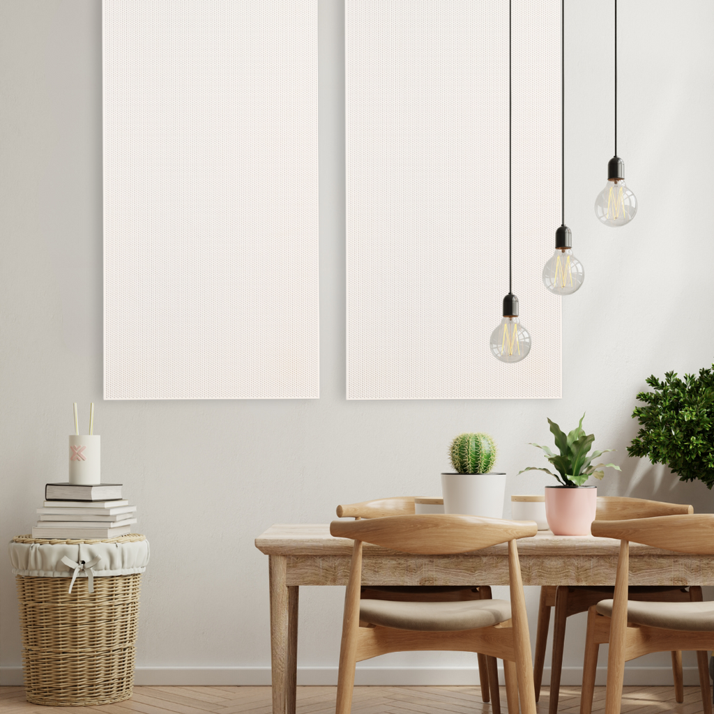 White acoustic panels in a dining room 